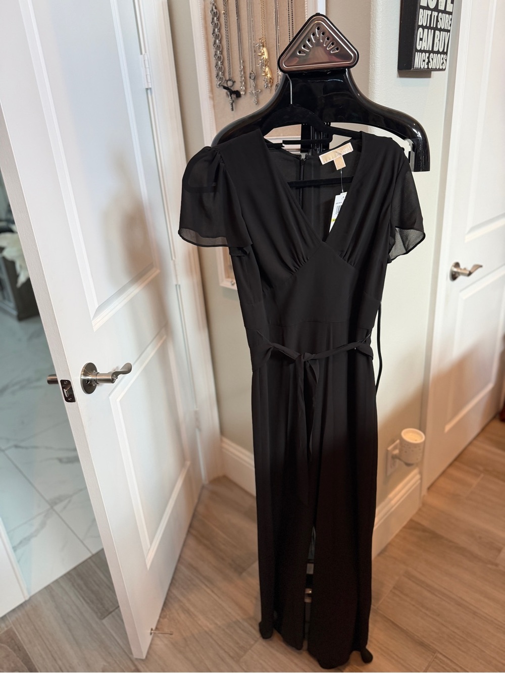 Michael Kors Women's Black Wrap Jumpsuit Dress with Tie Waist New w/Tags